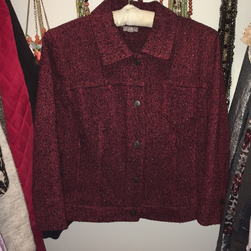🍁 J JILL RED TWEED JACKET